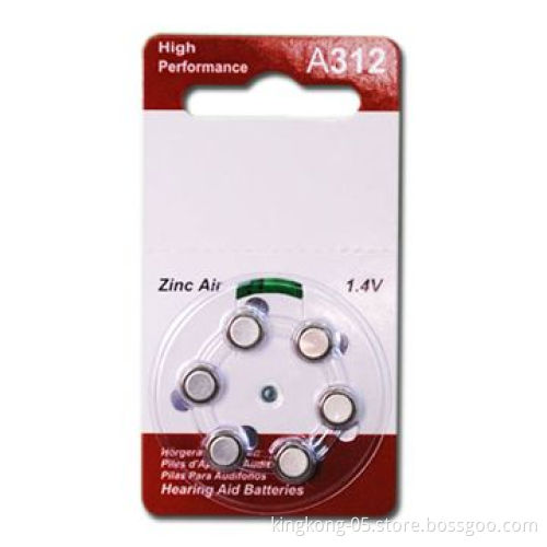 Zinc Air Hearing-aid battery, A312 1.4V, 170mAh